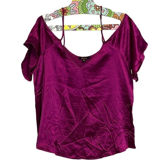 𝅺🆕 Ella Moss Izzy Open Shoulder Top in Wine - Picture 6 of 10